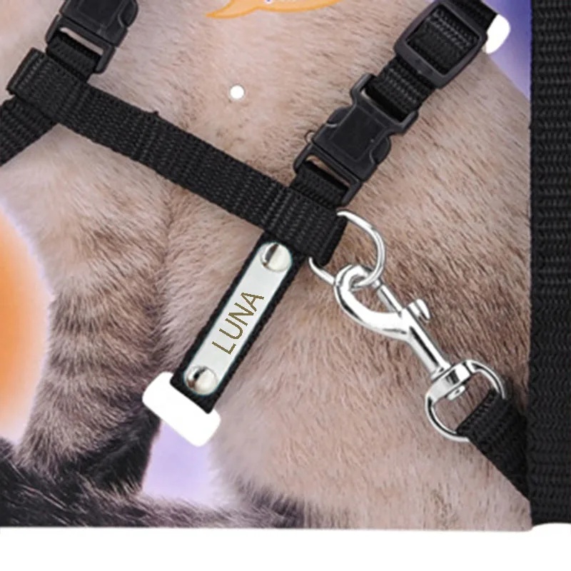 Arnés de nailon personalizado para perros y gatos, correa ajustable para caminar, Collar para cachorros y gatitos, para mascotas pequeñas y medianas - imagen 2