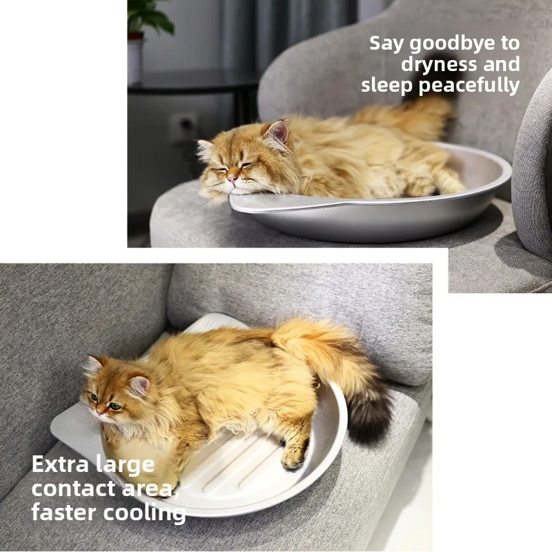 Summer Pet Cats Dogs Cool Bed Basin Heat Dissipation Cold Aluminum Basin Has Stripes Pet Supplies Physical Cooling Comfort - imagen 5