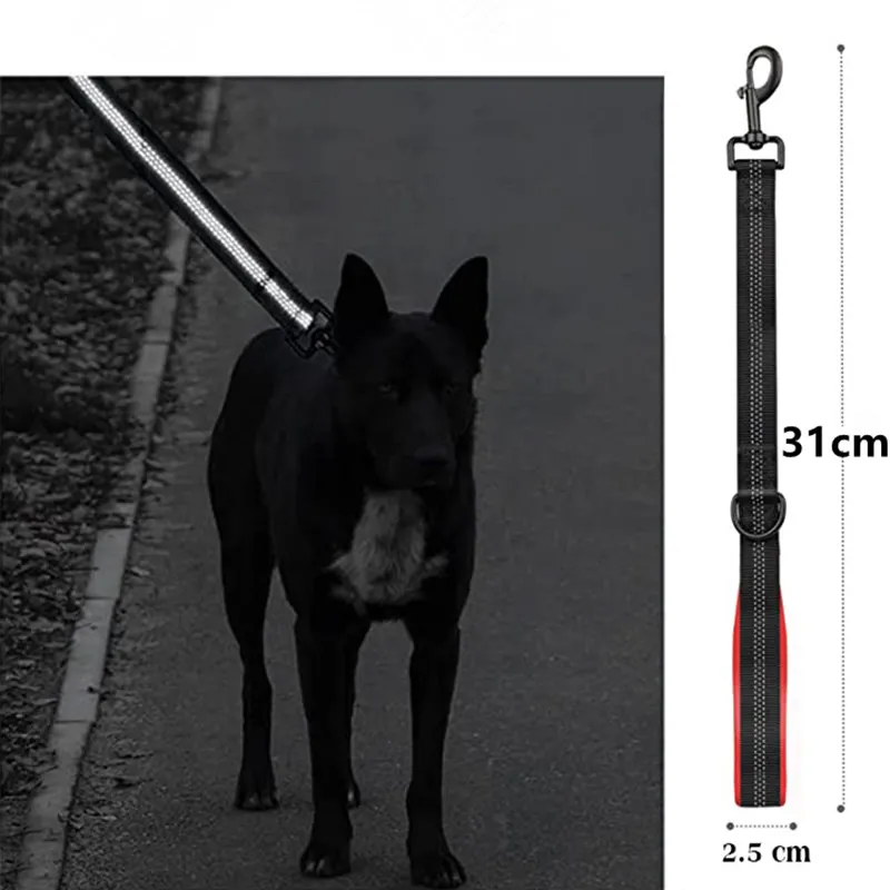 Correa reflectante para perros grandes, correas cortas de nailon para asiento de coche, cadena de viaje para mascotas - imagen 4