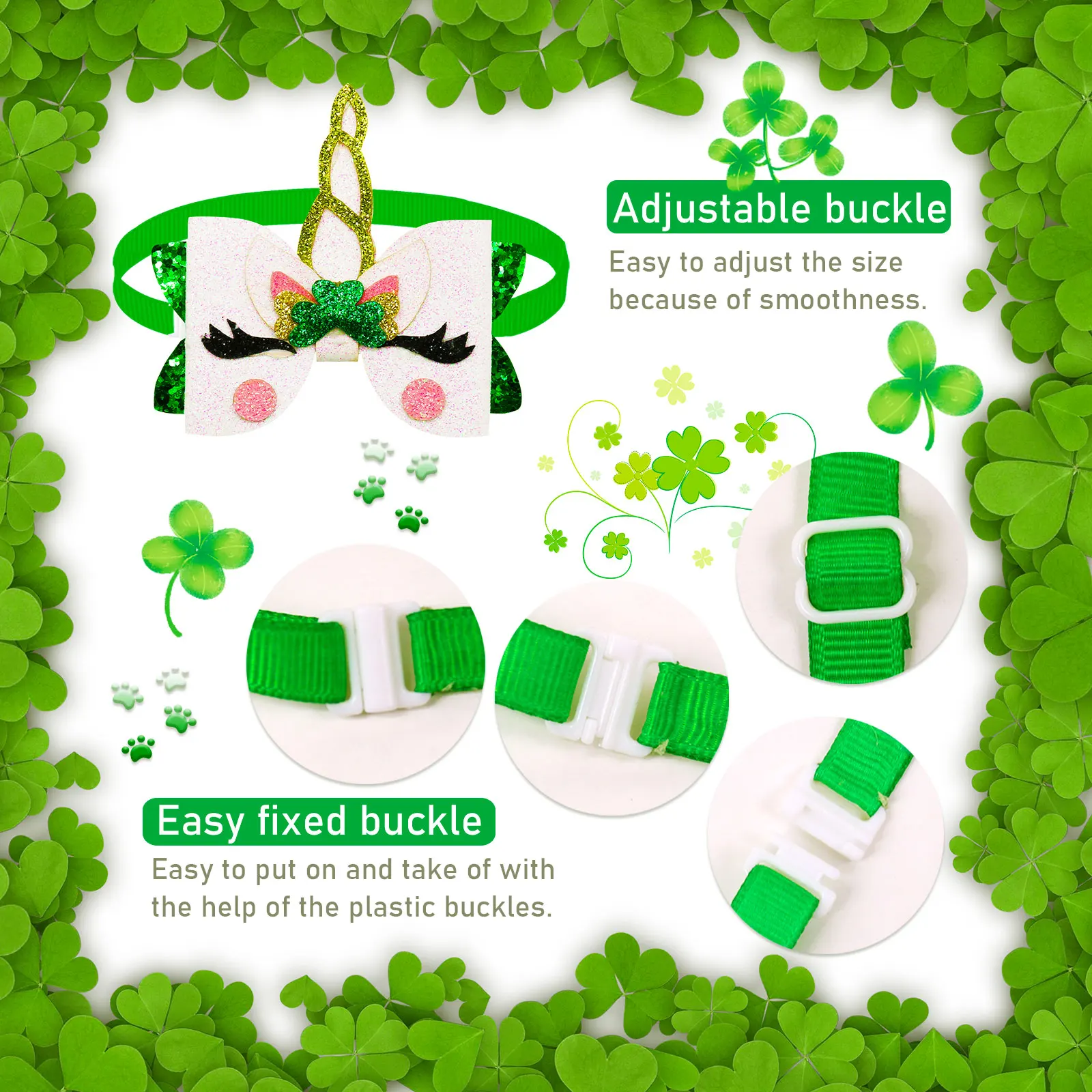 Lazo verde San Patricio perro gato pequeño moda peluquería accesorio - imagen 4