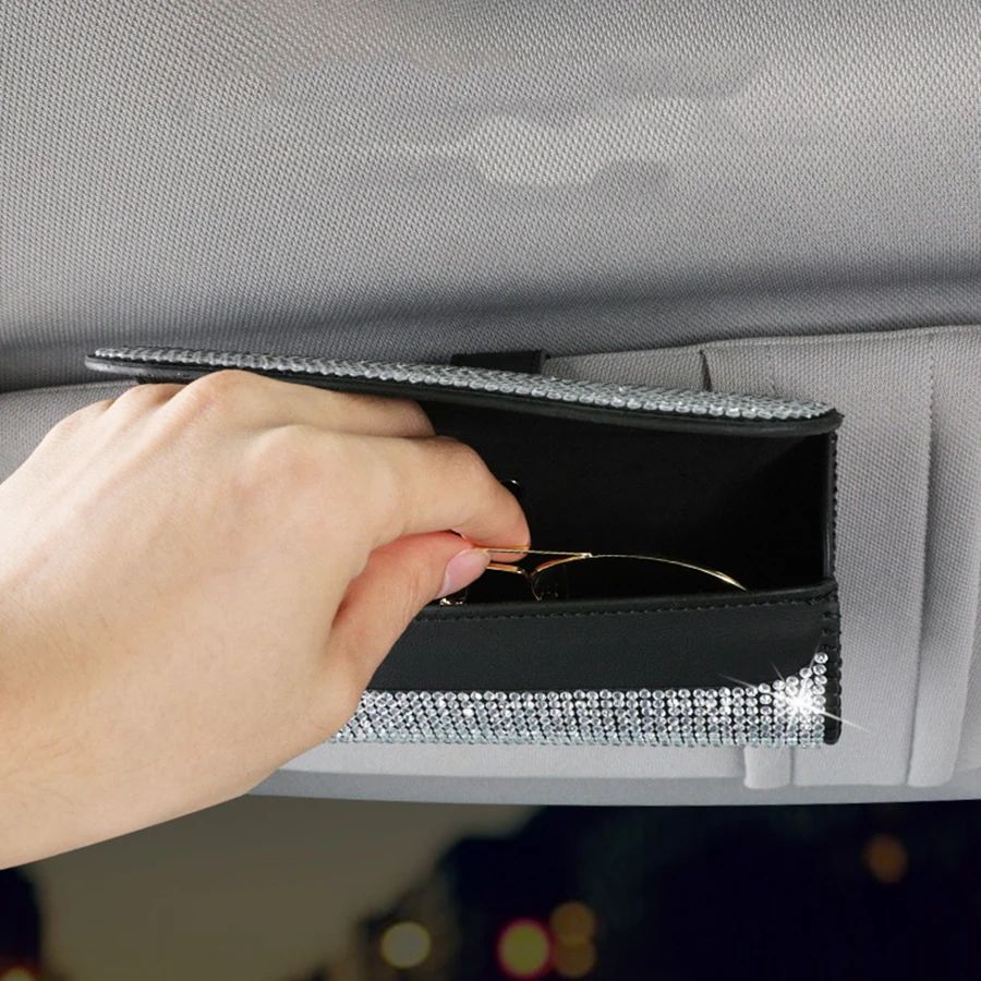 Estuche gafas de coche con pedrería brillante – Organizador visera - imagen 4