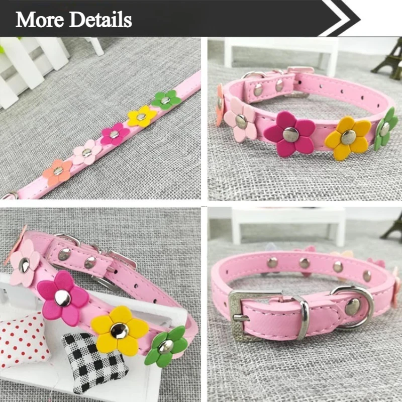 Juego de collar y correa para perro de piel sintética floral: ajustable, transpirable y elegante para perros, perfecto para Navidad y fiestas - imagen 4
