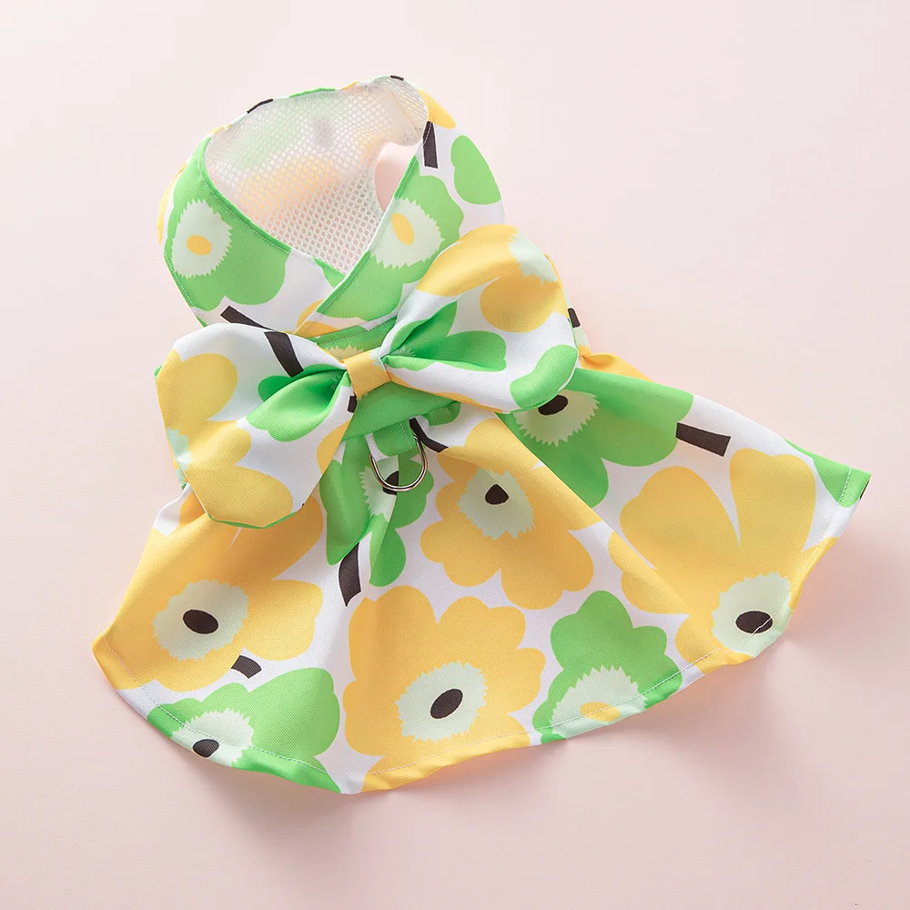 Vestido para perro, conjunto de correa y arnés para perros pequeños y medianos, vestidos de playa hawaianos florales con margaritas para disfraz de Yorkie, caniche, Chihuahua - imagen 3