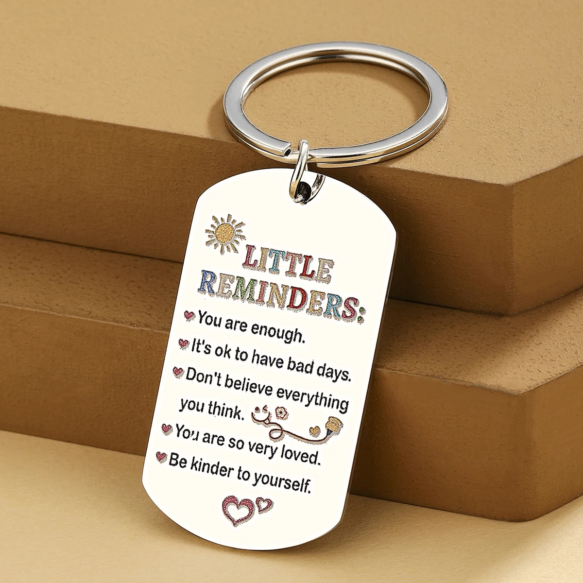 Llavero de regalo de pequeños recordatorios, inspiración, salud mental, cuidado personal, eres suficiente, llavero de regalo para mujeres y hombres