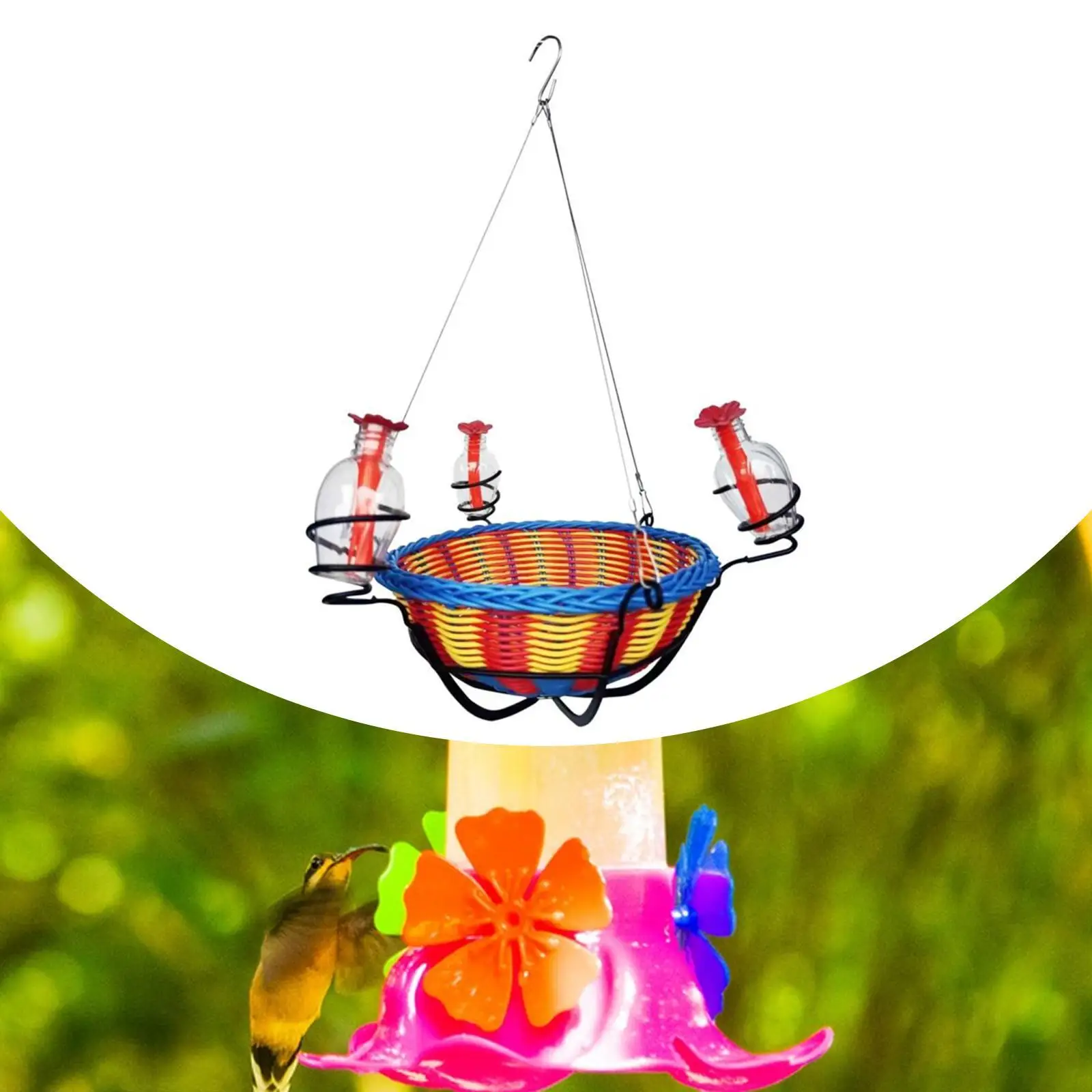Hanging Basket Outdoor Hummingbird Feeder Leakproof with Hook Outside Patio Gardening Easy to Clean Yards Bird Water Dispenser