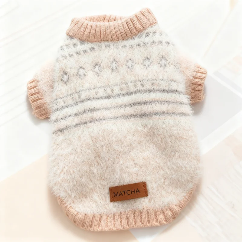 Suéter suave y cálido para perros, ropa tejida para perros, bonito suéter a cuadros con cuello alto para cachorros, suéter para gatos a la moda, jerseys para mascotas, suministros para Chihuahua