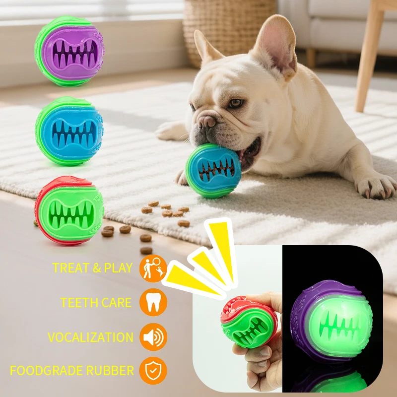 Juguete interactivo para perros TPR, juguete para masticar con fugas de comida para perros, juguete duradero para cachorros chirriantes, limpieza de dientes para mascotas, juguete resistente a mordeduras para perros
