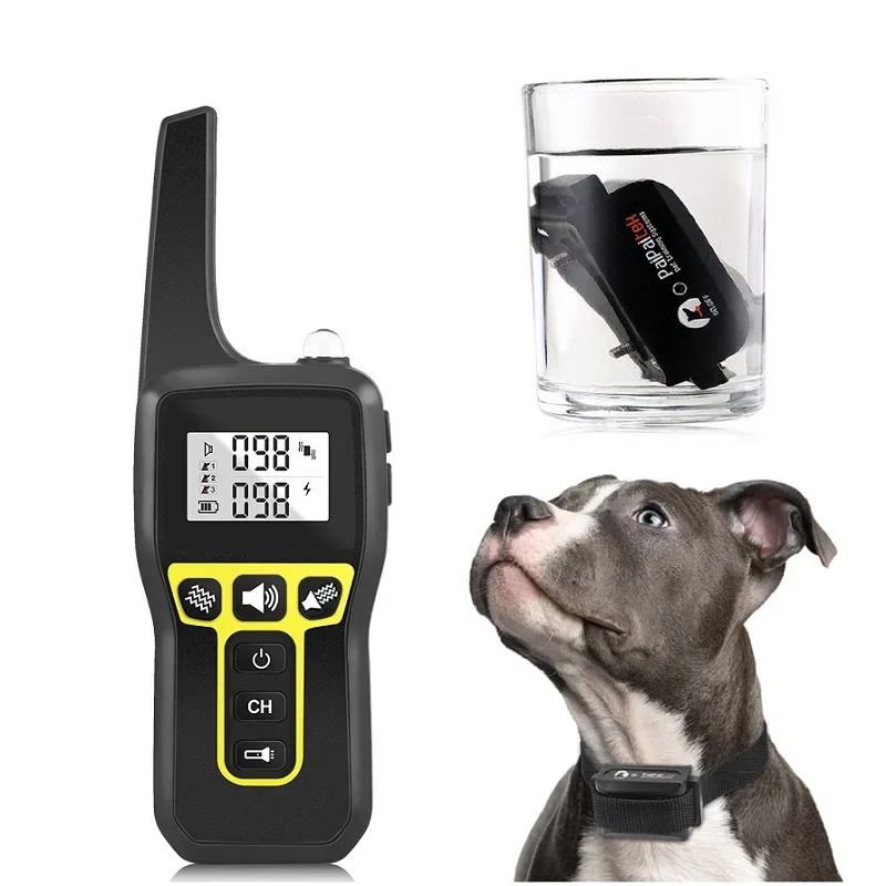 Collar vibratorio para perro de 1000M, Collar de entrenamiento para perro resistente al agua sin golpes con dispositivo antiladridos recargable a distancia para perros