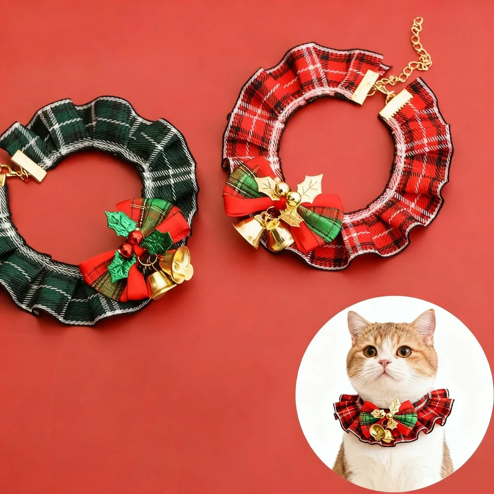Collar navideño rojo con lazo de encaje para gatos y perros pequeños - imagen 3