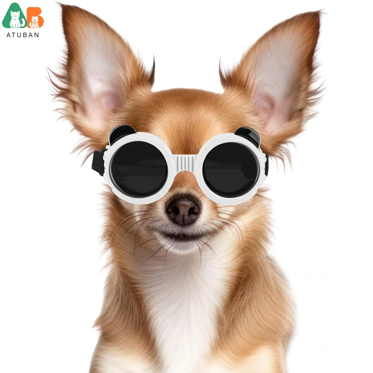 ATUBAN Gafas para perros para raza pequeña Protección UV/viento/polvo Gafas de sol para cachorros ajustables, a prueba de viento, a prueba de polvo, antivaho, transpirables