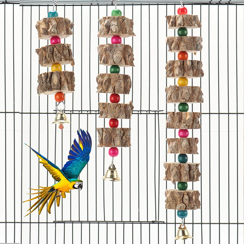 Juguete de madera Natural para loros y pájaros, juguete para masticar loros de madera, cartón para masticar, destruir pájaros, decoración de jaulas para pájaros, suministros para pájaros D9252 - imagen 2