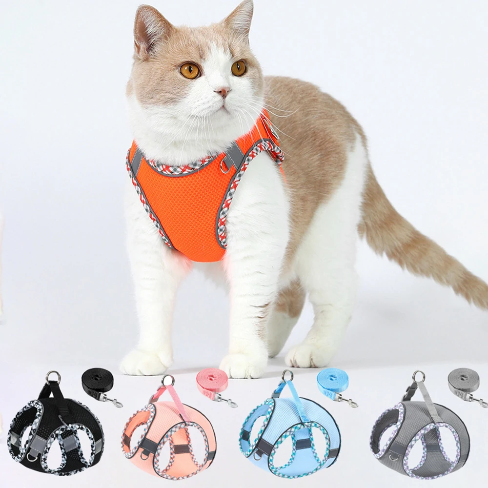 Arnés y correa malla reflectante transpirable para perros mini y gatos