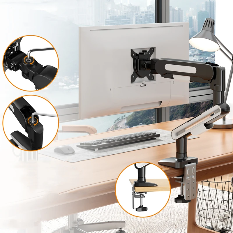Nuevo soporte de Monitor individual de hasta 32 pulgadas y 19,8 libras soporte de montaje de escritorio para pantalla de ordenador soporte de mesa ajustable para Monitor de PC/TV - imagen 2
