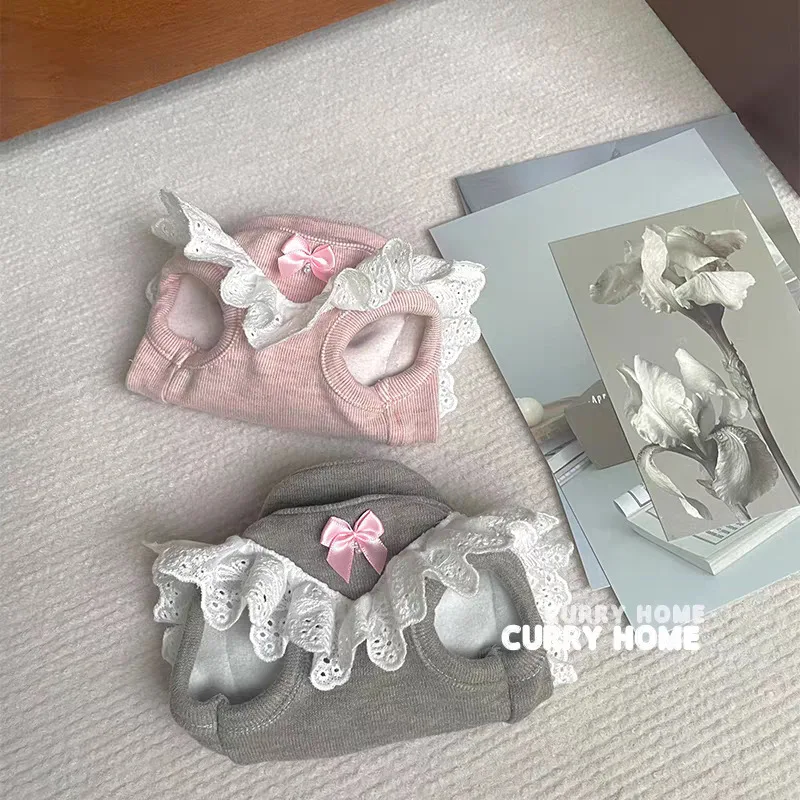 Chaleco de princesa recortado de encaje para perros pequeños, ropa para mascotas de primavera y otoño con bonito traje Floral para peluche Bichon, yorkie - imagen 3