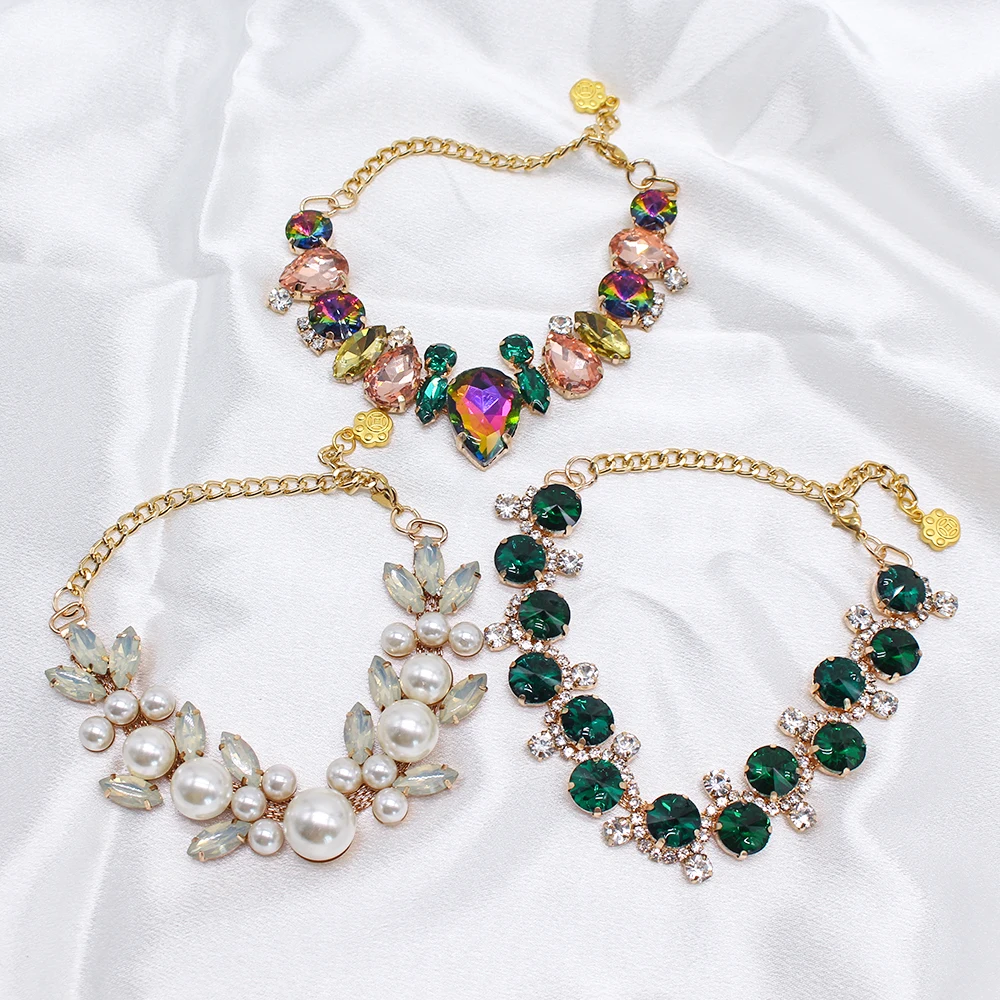 Collar de perro de perlas de lujo: collar de gato de boda con cristales tachonados brillantes, joyería de disfraz ajustable para mascotas para perros pequeños - imagen 2