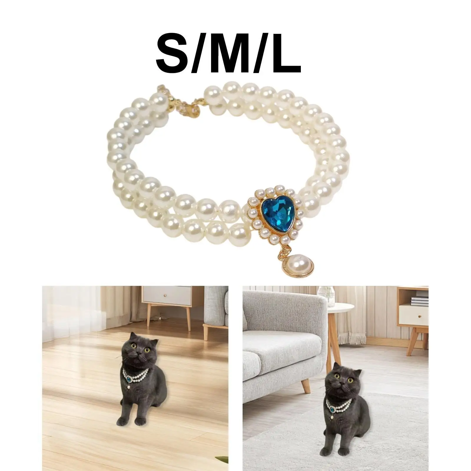 Collar de perlas para mascotas, Collar ajustable para vestir, collares para perros, joyería para cachorros - imagen 4