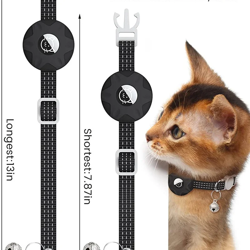 Airtag Cat Collar Positioning Tracker Silicone Sleeve Three Wire Reflective Bag Bell Dog Pet - imagen 5