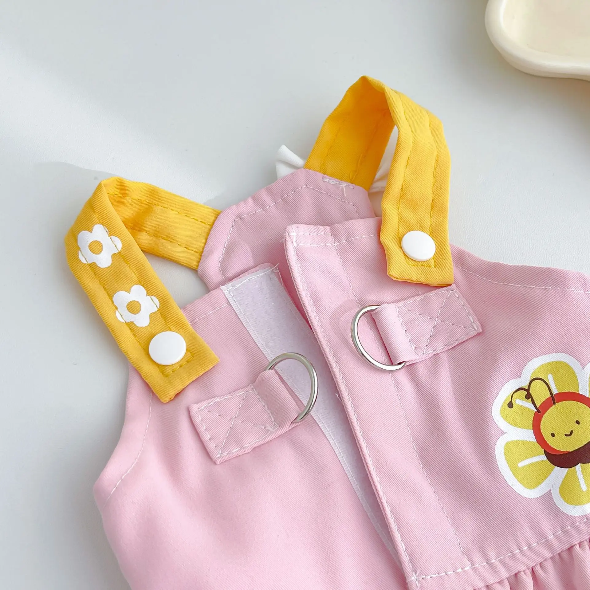 Vestido bordado de primavera/verano para mascotas con tirantes dibujables, vestido para perros al aire libre, arneses para caminar para perros pequeños - imagen 5