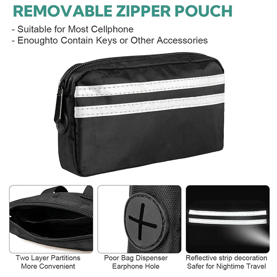 Correa doble para perros manos libres con bolsa para perros medianos y grandes - Correa cruzada y de cintura para caminar con perros - Sin tirar, sin enredos - imagen 3