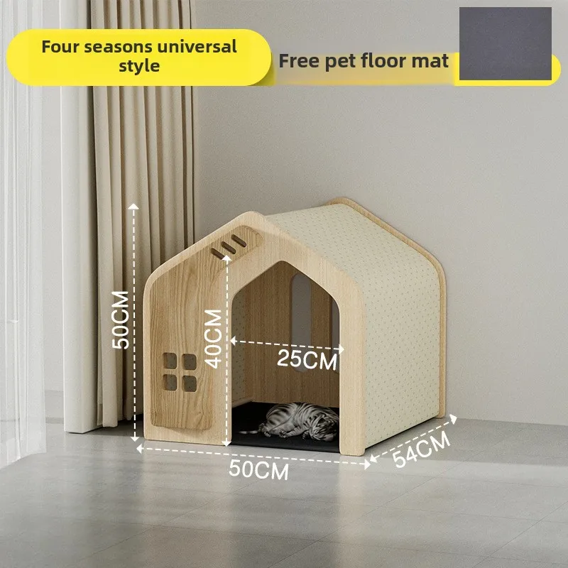 Perrera de madera maciza para perros y gatos, casa Universal para perros pequeños, jaula para Villa, nido, productos para mascotas transpirables simples, accesorios - imagen 5