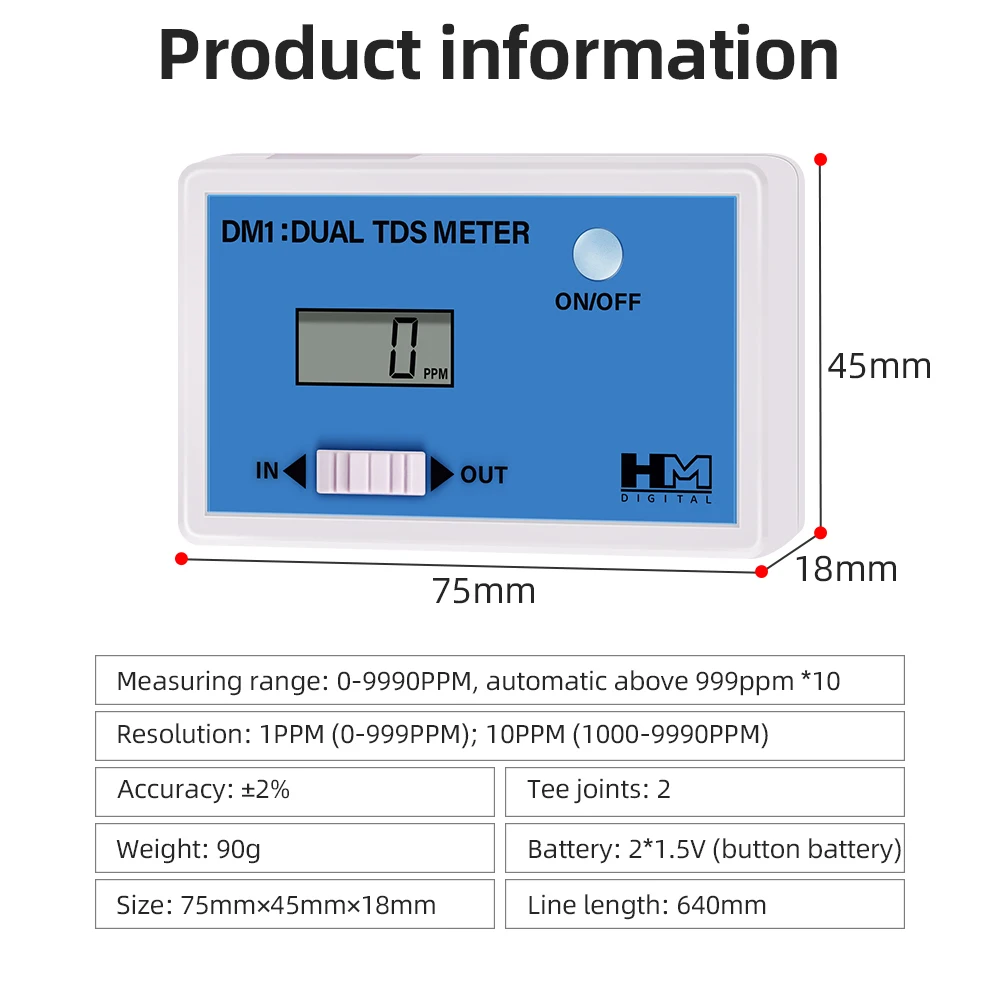 Probador Digital de calidad del agua, sonda Dual, Detector TDS en línea, Monitor de calidad del agua de entrada/salida para pecera de agua del grifo - imagen 4
