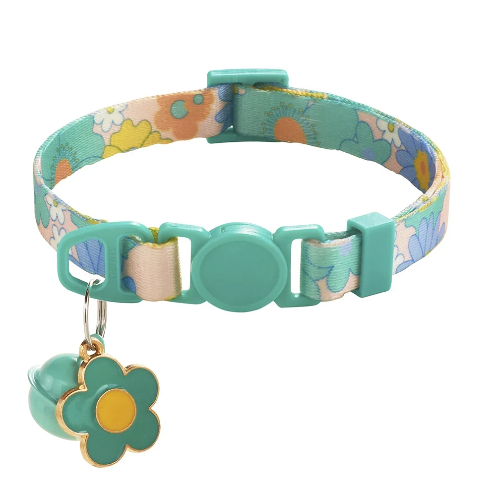 Collar de gato Floral, Collar con colgante de flor colorida, Collar de seguridad desmontable de liberación rápida, Collar de gato con campanas, accesorios para gatos - imagen 4