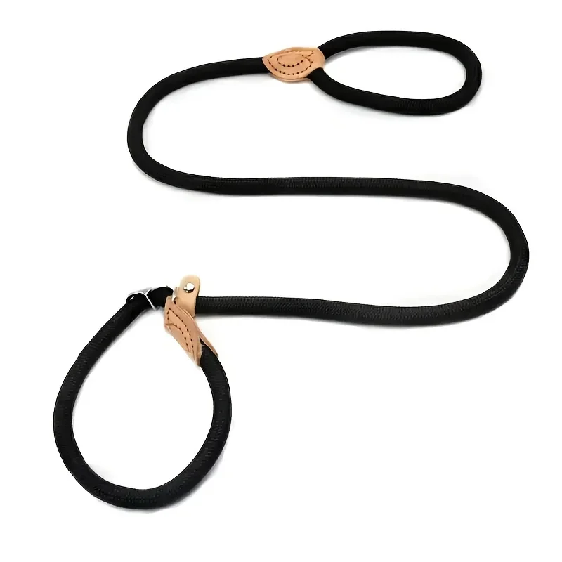 Control de tracción deslizante con cuerda para perro sin cinturón con bucle de tracción, articulación de cuero duradero y hebilla de Metal ajustable, collares para mascotas en forma de P - imagen 4