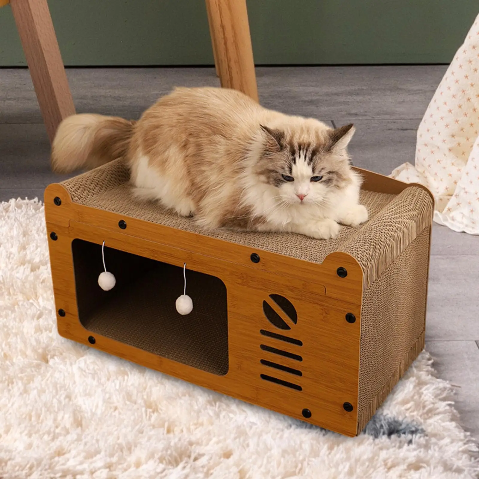 Cat House for Indoor Cats Exercising and Playing Anti Scratch Kitty Condo