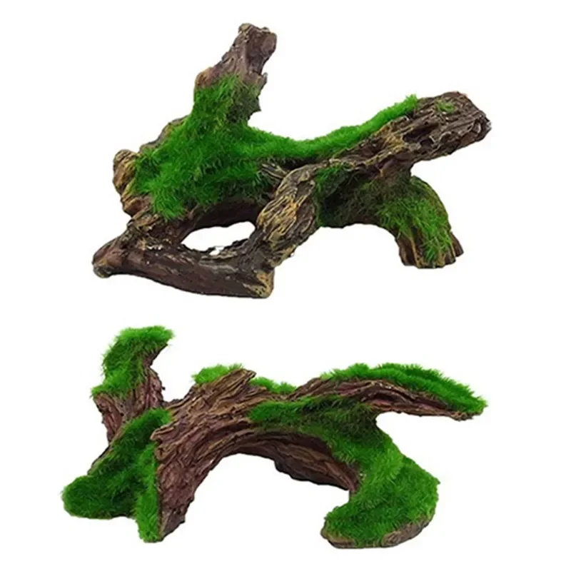Decoración de acuario, madera de resina para decoración de pecera, raíz de musgo de madera para adornos de acuario, decoración de pecera de musgo verde - imagen 3