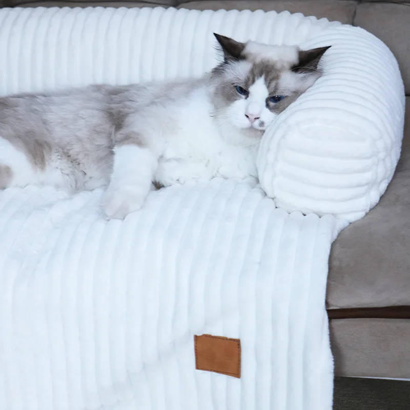 Cama extraíble lavable para perros y gatos – Piel de conejo a rayas - imagen 4