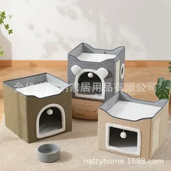 Nido semirrecto para gatos – Cálido para invierno, fácil de limpiar y plegable