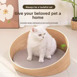 Cama desmontable lavable de madera maciza para gatos y perros