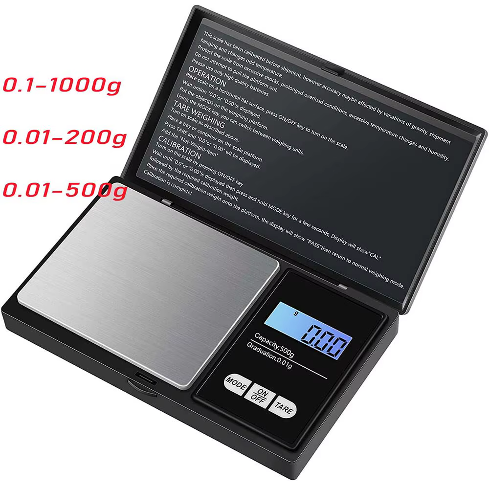 Mini báscula de joyería báscula electrónica báscula Digital de bolsillo balanza de gramos de diamante dorado báscula de peso 200g/0,01g 500g/0,01g 1000g/0,1g - imagen 2