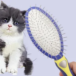 Peine quitapelo doble cara para perros y gatos de acero inoxidable