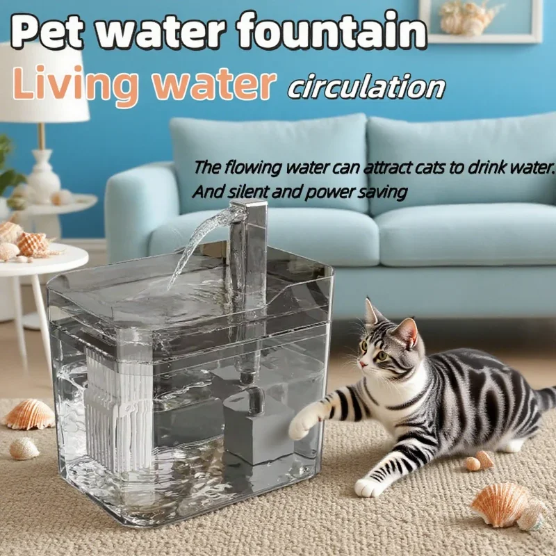 Fuente de agua para gatos, filtro automático, dispensador de bebidas USB para mascotas, circulación de agua viva, fuente automática silenciosa para gatos y mascotas pequeñas - imagen 4