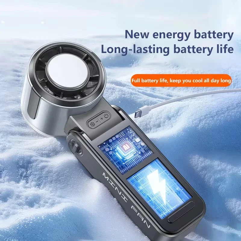 Turbofan de refrigeración Semiconductor, miniventilador eléctrico violento de alta velocidad, paquete de hielo de cuello plegable, pequeño ventilador fresco - imagen 2