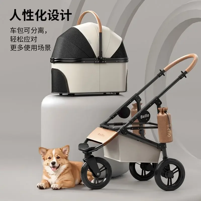 Pet Strollers Dog Cat Pet Cart Dog Cat Outdoor Travel Foldable Separation Outlet - imagen 4