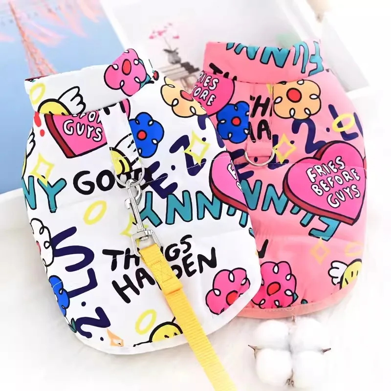 Ropa de lujo para perros, chaqueta con estampado bonito para perros, abrigo cálido de invierno para cachorros, chaleco para gatos a prueba de viento, abrigo, disfraces para mascotas, ropa para perros