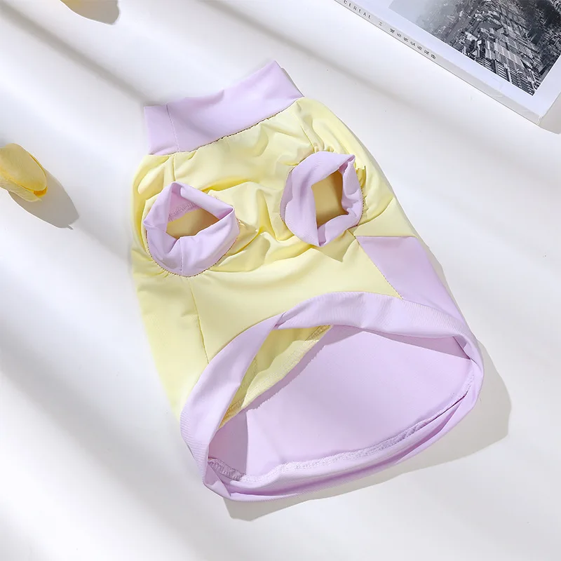 Chaleco de retazos de Color contrastante fino de primavera para mascotas, ropa para perros pequeños, sensación fresca, ropa de protección solar refrescante - imagen 2