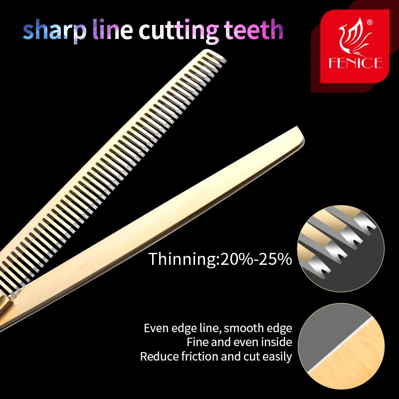 Fenice-Tijeras profesionales para perros, 7 pulgadas, tijeras de aseo para perros, tijeras de adelgazamiento, tasa de adelgazamiento de about20-25 % - imagen 4