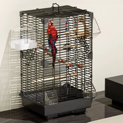 Jaula grande de metal para loro y pájaros – Cajón nido integrado