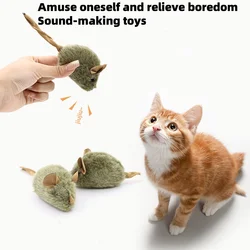 Ratón de peluche para gatos con chirrido y resistente a arañazos