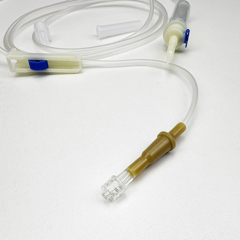Juego de infusión de animales desechable, manguera de infusión de boca recta con boca de tornillo, tubo de infusión extendido de inyección por goteo de animales
