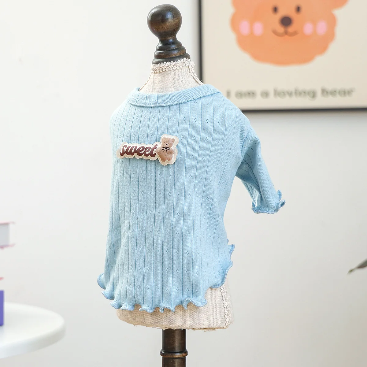 Camiseta primavera transpirable diseño oso perros pequeños y gatos