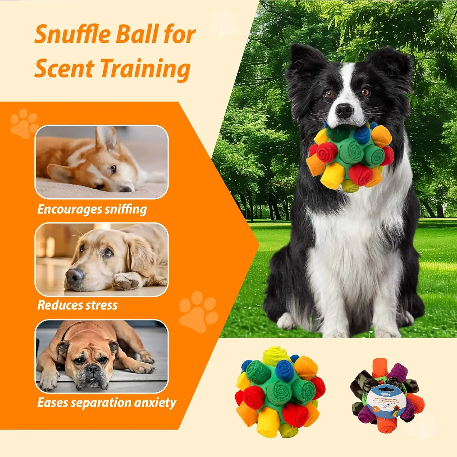 Bolas de snuffle para perros, juguete de snuffle, lavable a máquina, pelota de golpeteo para cachorros y alivio del aburrimiento - imagen 2