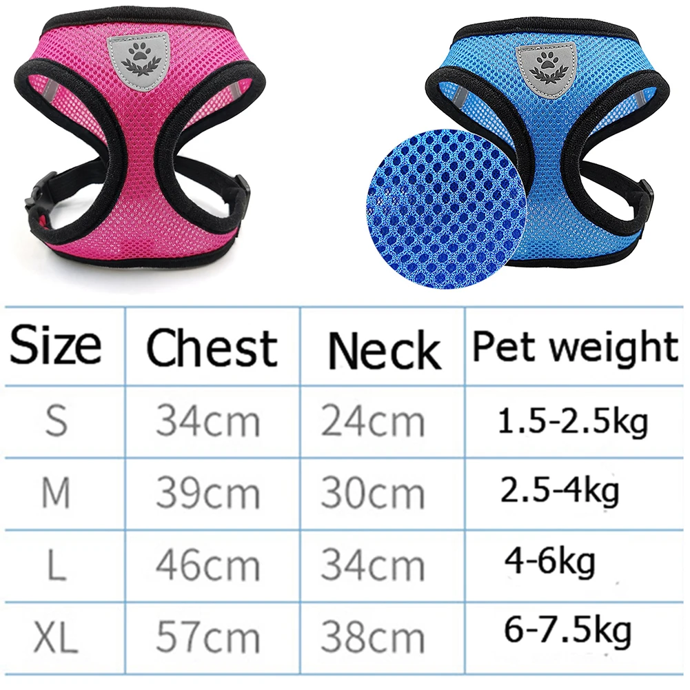 Conjunto de arnés y correa reflectante para gatos, chaleco de malla ajustable para perros pequeños y medianos, para caminar al aire libre, correas de entrenamiento de cachorros de plomo - imagen 5