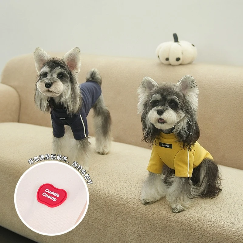 Camisa básica de otoño/invierno para mascotas, camiseta bonita de cuello alto, vestido de dos piernas de peluche para perros pequeños, ropa para perros pequeños, ropa para cachorros - imagen 3