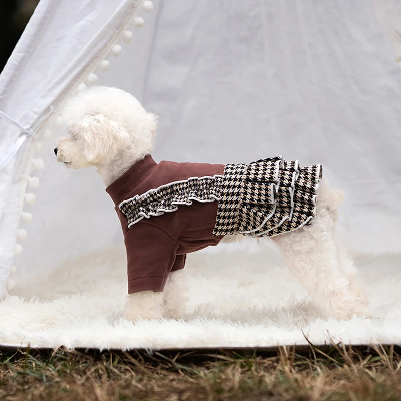 Vestido de diseño para perros pequeños y medianos, monos para cachorros, faldas con volantes de 3 capas, ropa de moda para chicas y mascotas, ropa Yorkie - imagen 5