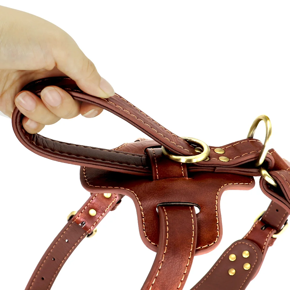 Arnés de cuero personalizado para perro, chaleco con tachuelas y pinchos, identificación personalizada, para perros medianos y grandes, Pitbull, Bulldog - imagen 4
