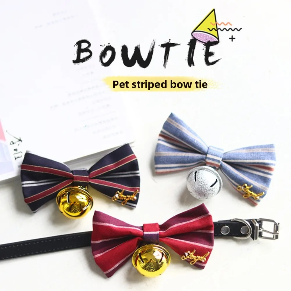 Collar con campana para gatos y perros mini, lazo fresa